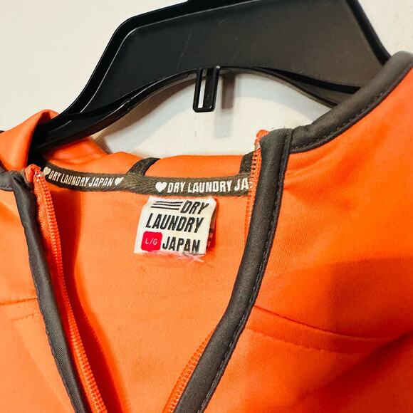 DLJ Sportswear Fluorescent Orange Zip Up Hooded Two Pocket Track Jacket Size L - Picture 11 of 13